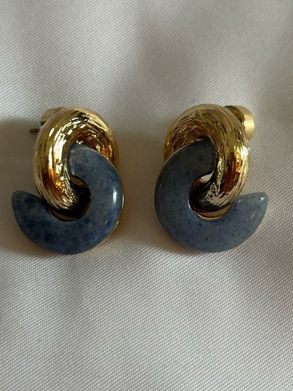 Chico's No Droop Golden and Jade Hoop Earrings